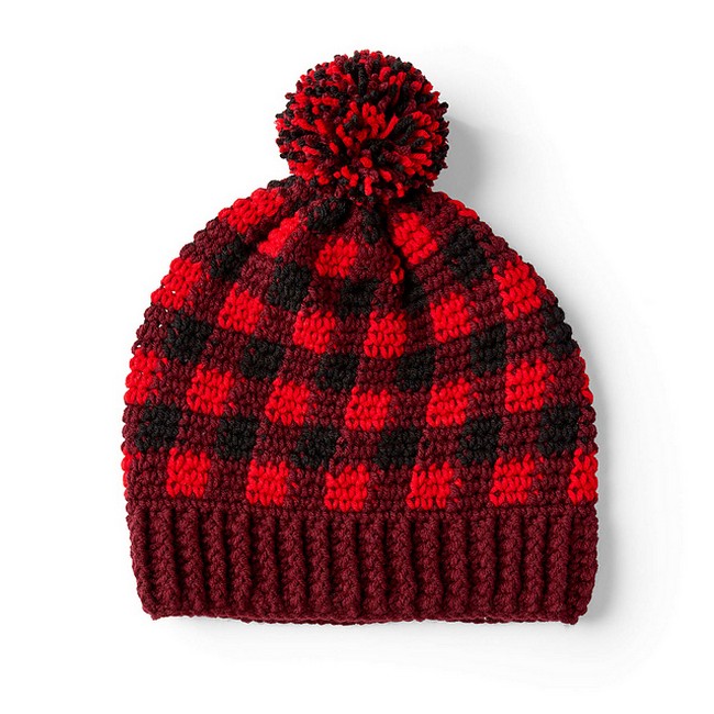 Crochet Buffalo Plaid Hat Pattern