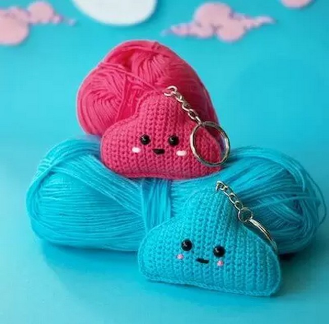 Crochet Cloud Keychain Pattern