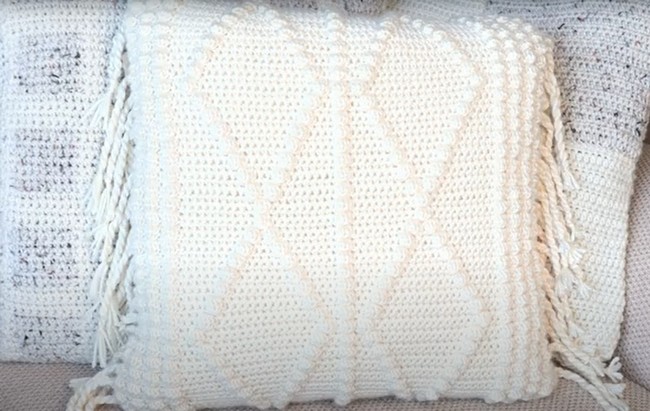 Boho Bobbles Crochet Pillow Cover