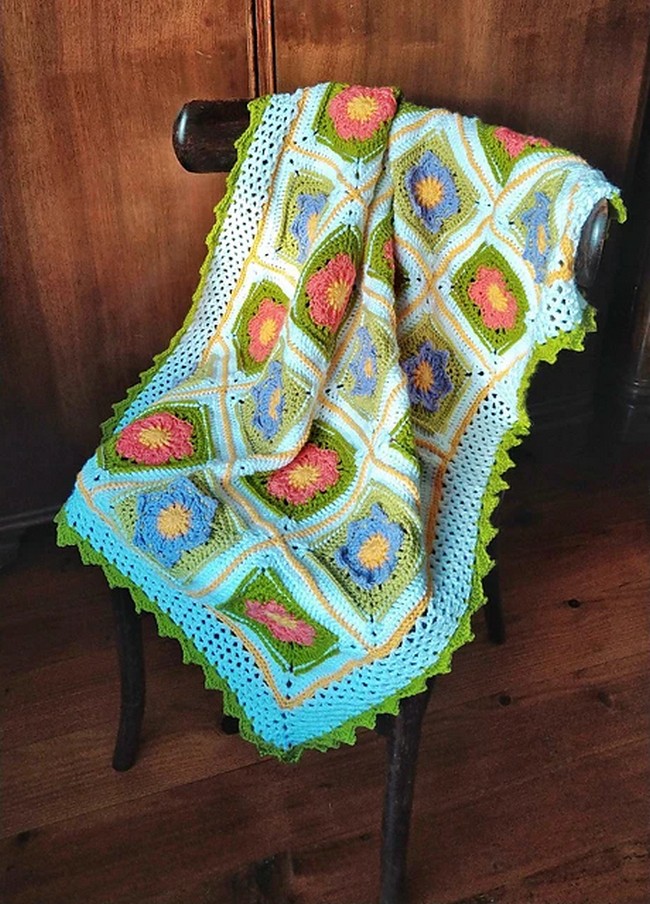 Crochet April Flowers Baby Blanket Pattern