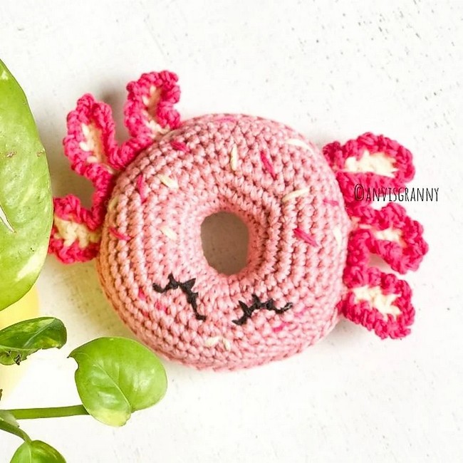 Crochet Axolotl Donut Pattern