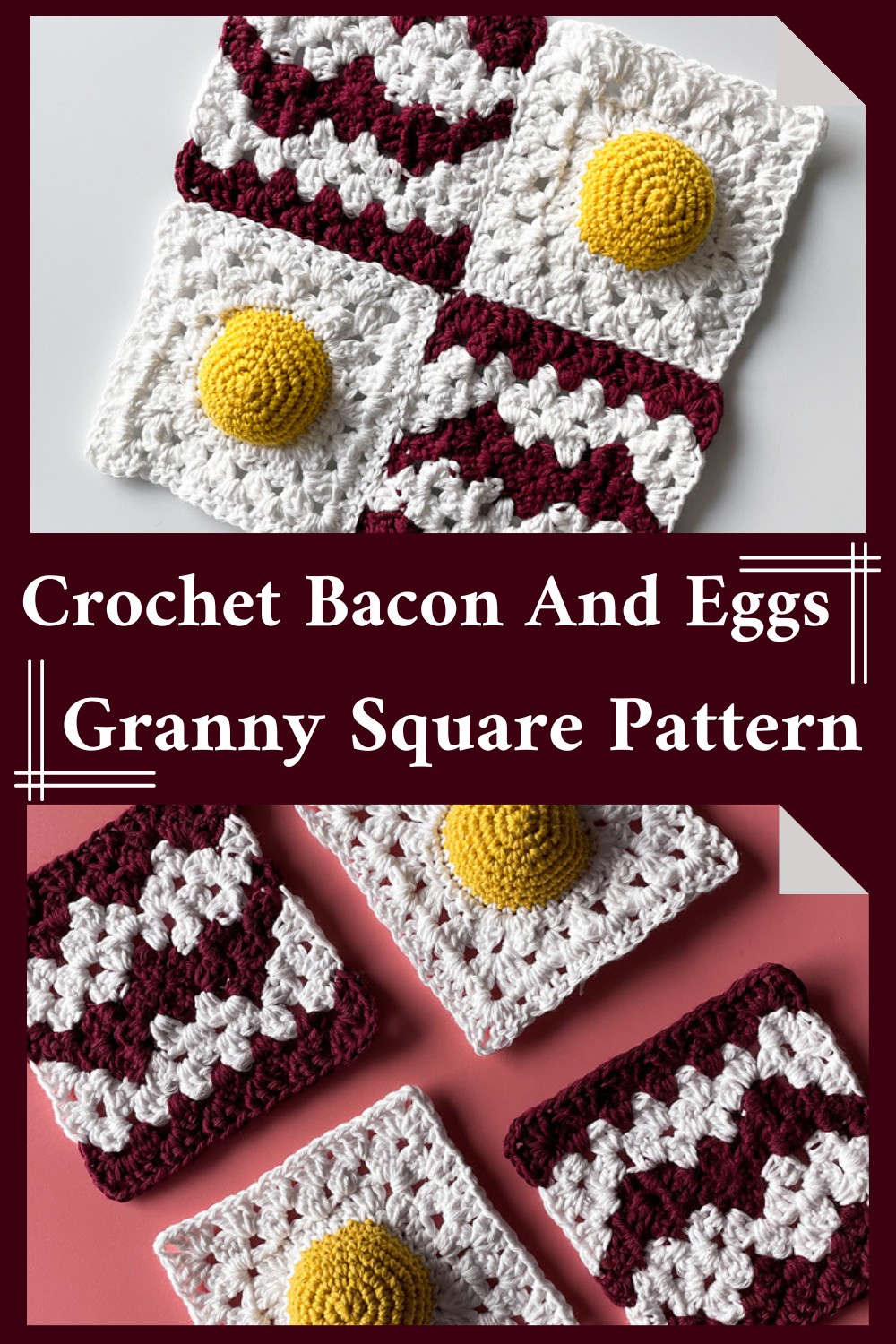 Crochet Bacon And Eggs Granny Square Pattern