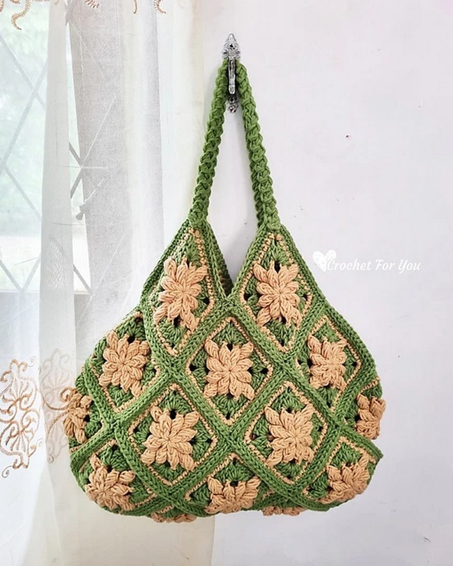 Crochet Bobble Flower Tote Bag Pattern