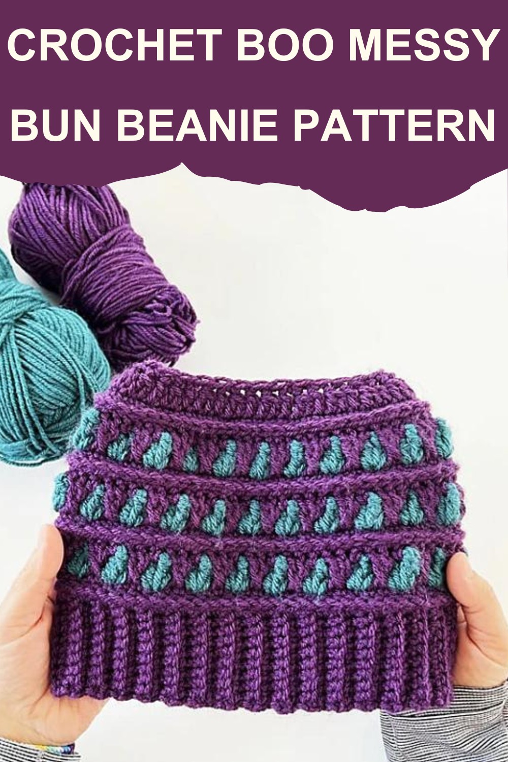 Crochet Boo Messy Bun Beanie Pattern