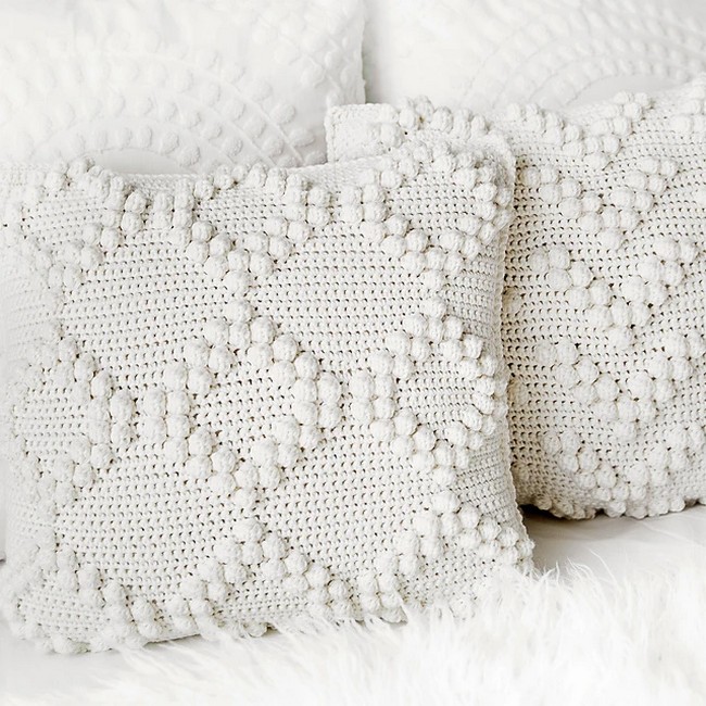 Crochet Chunky Bobble Stitch Pillow Covers Pattern