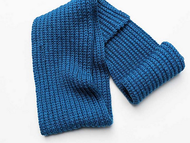 Crochet Classic Ribbed Scarf For Men Pattern