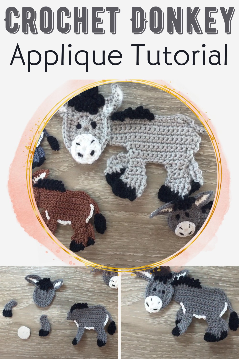 Crochet Donkey Applique Tutorial