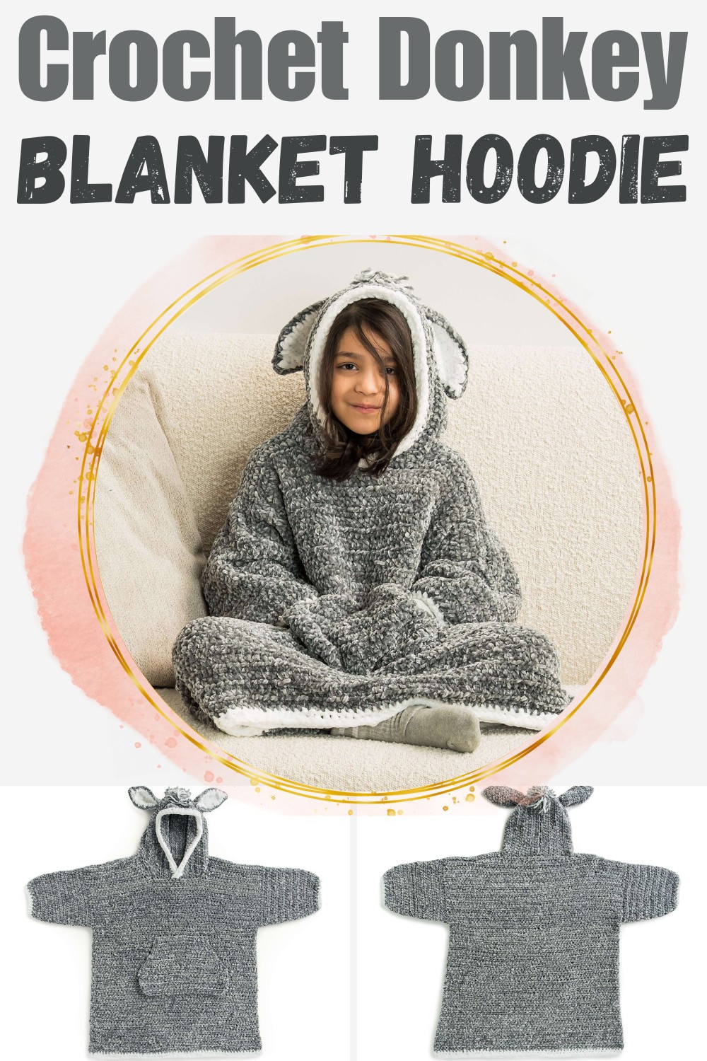 Crochet Donkey Blanket Hoodie For Kids