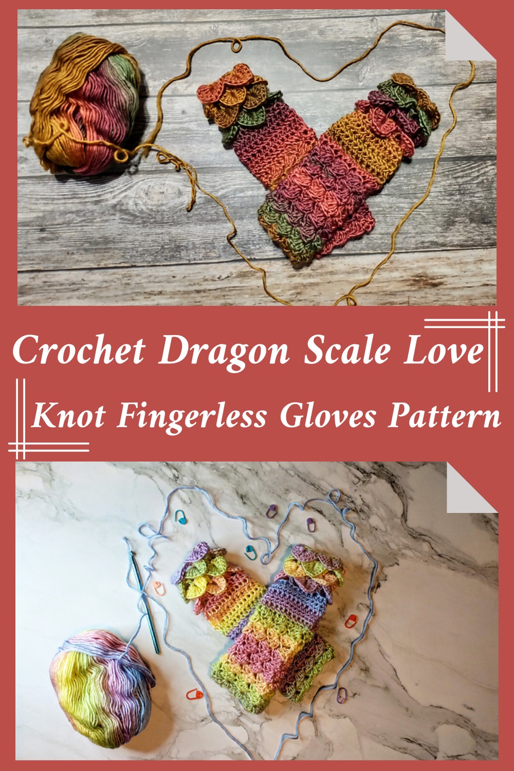 Crochet Dragon Scale Love Knot Fingerless Gloves Pattern