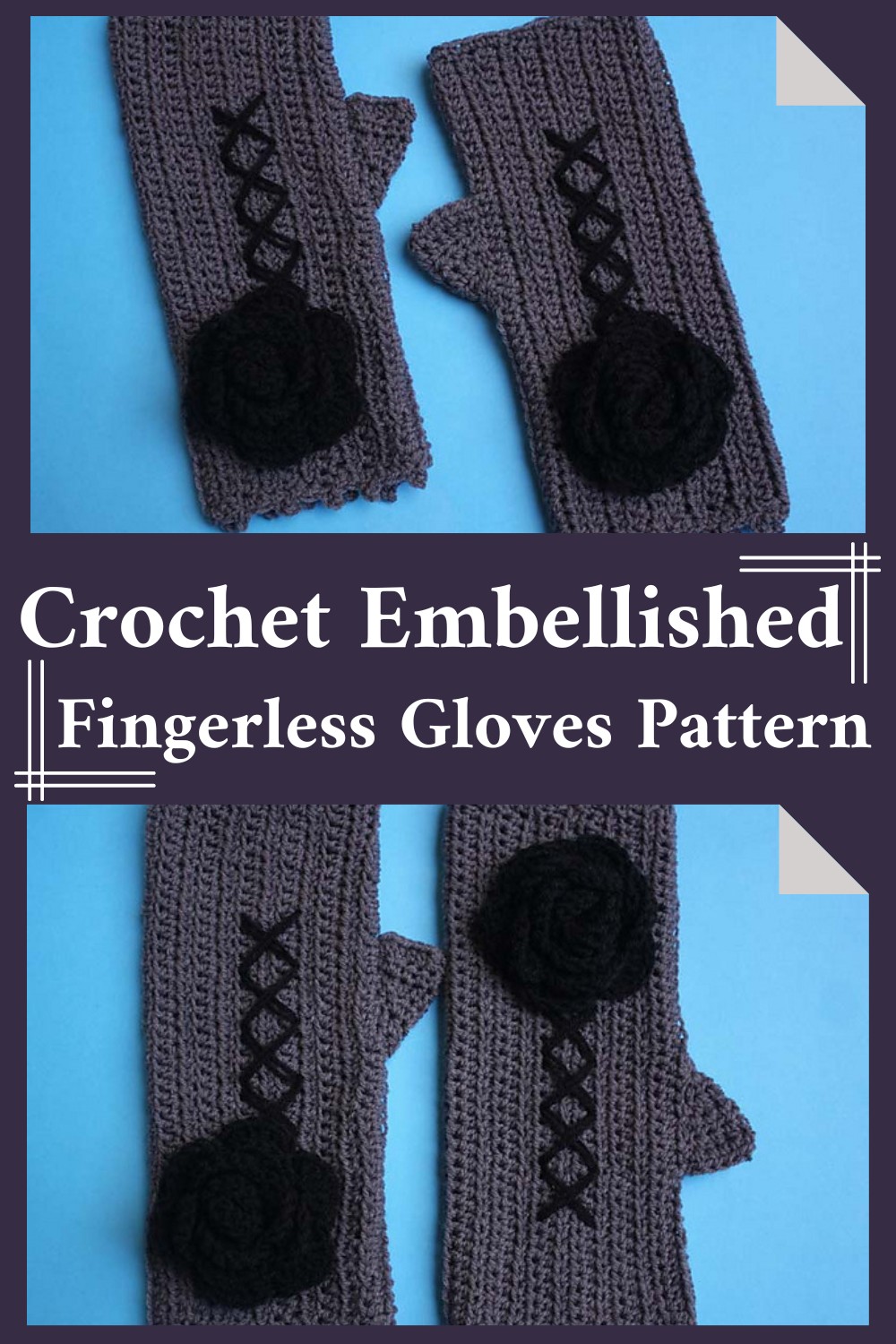 Crochet Embellished Fingerless Gloves Pattern