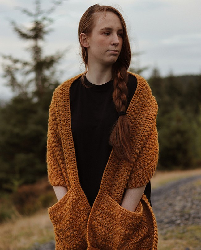 Crochet Fall Pocket Shawl Pattern