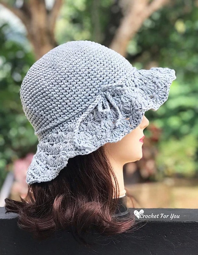 Crochet Floppy Shell Brim Sun Hat Pattern