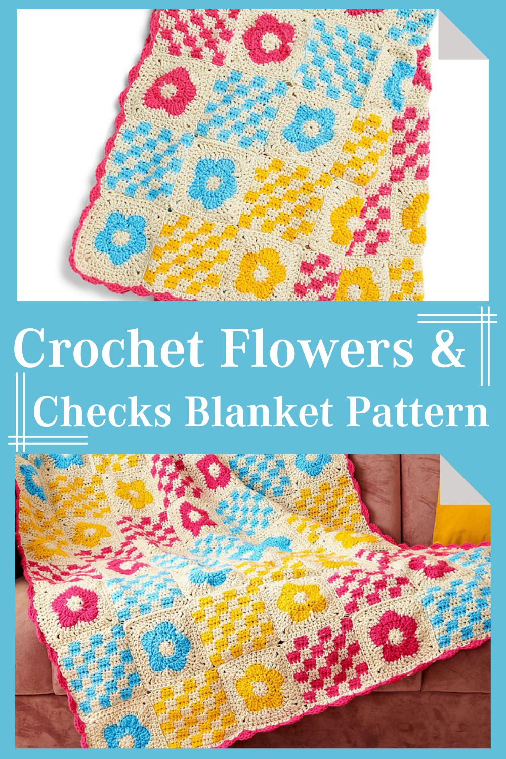 Crochet Flowers & Checks Blanket Pattern