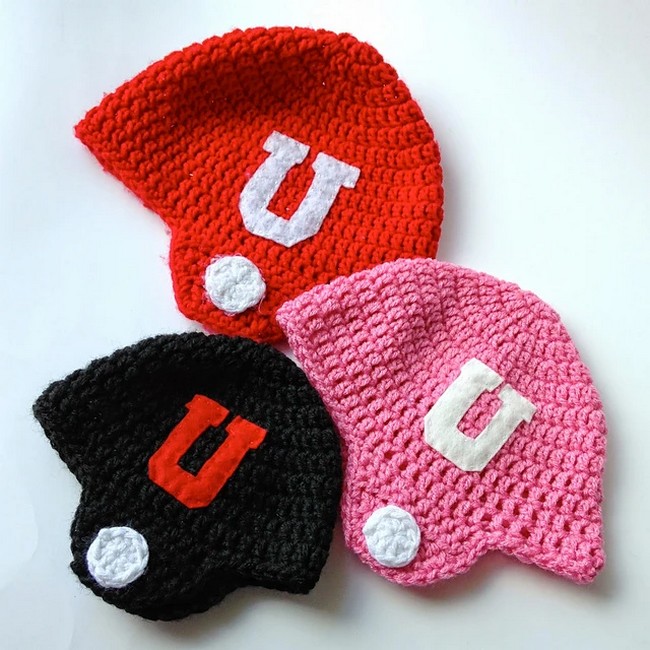 Crochet Football Helmet Hats Pattern