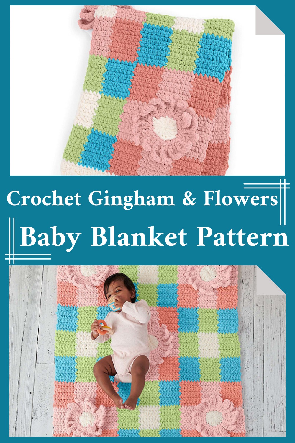 Crochet Gingham & Flowers Baby Blanket Pattern