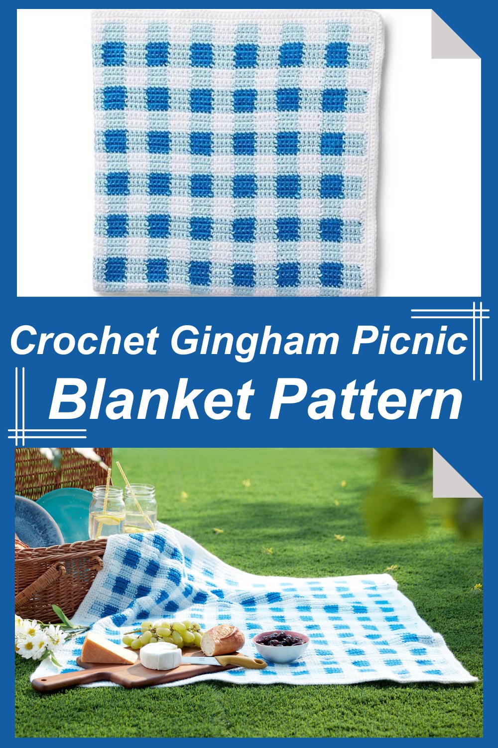 Crochet Gingham Picnic Blanket Pattern 