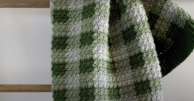 Crochet Green Gingham Baby Blanket