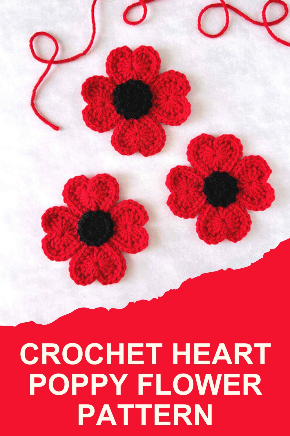 Crochet Heart Poppy Flower Pattern