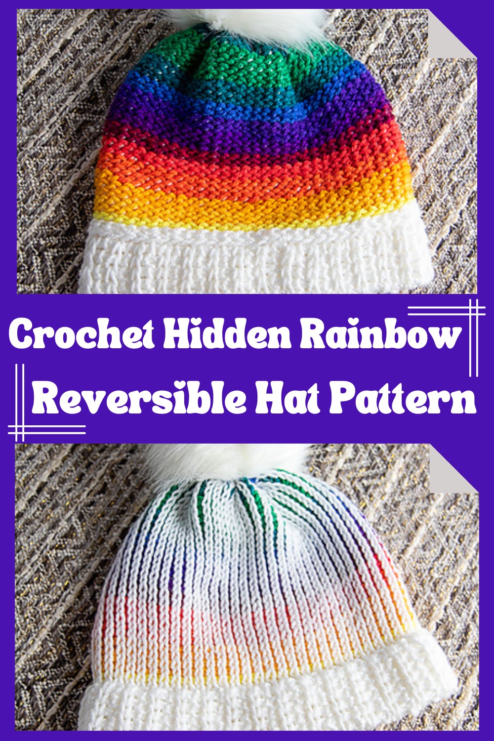 Crochet Hidden Rainbow Reversible Hat Pattern