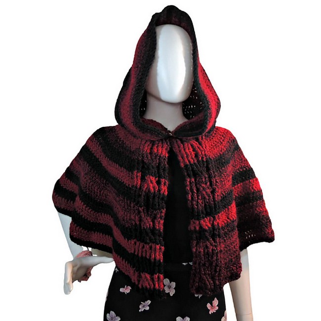 Crochet Hooded Cabled Cape Pattern