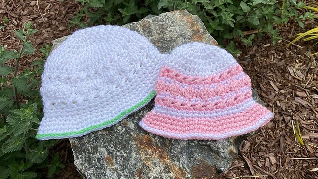 Crochet Hugs And Kisses Baby Sun Hats Pattern