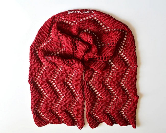 Crochet Lacy Zigzag Scarf Pattern