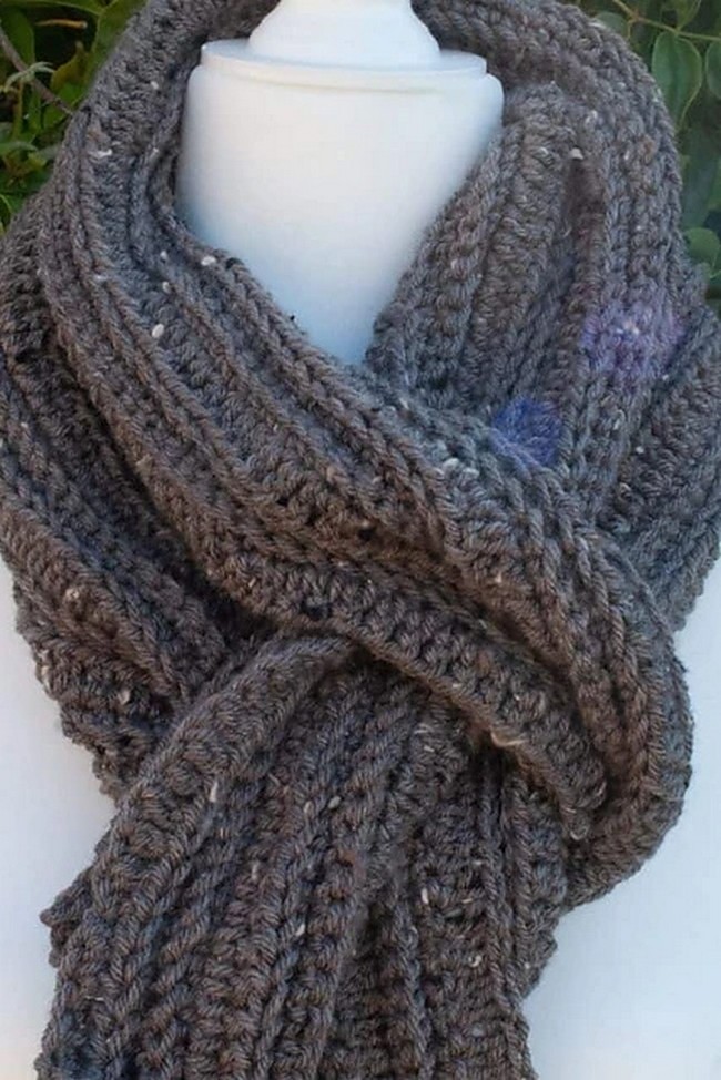 Crochet Mens Ribbed Scarf Pattern