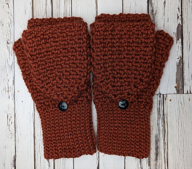 Crochet Moss Stitch Fingerless Gloves Pattern