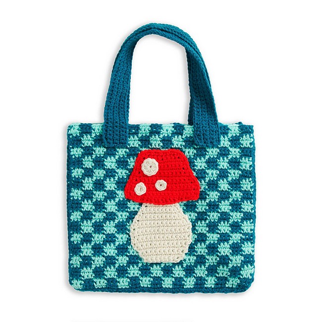 Crochet Mushroom Check Bag Pattern