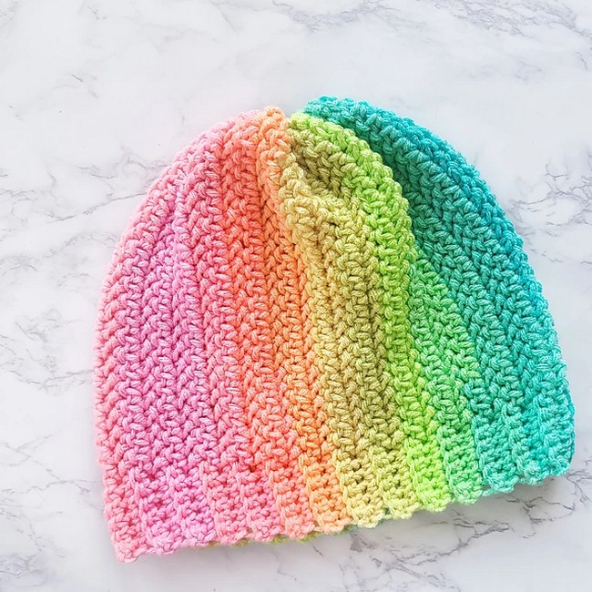 Crochet Neon Retro Rainbow Hat Pattern