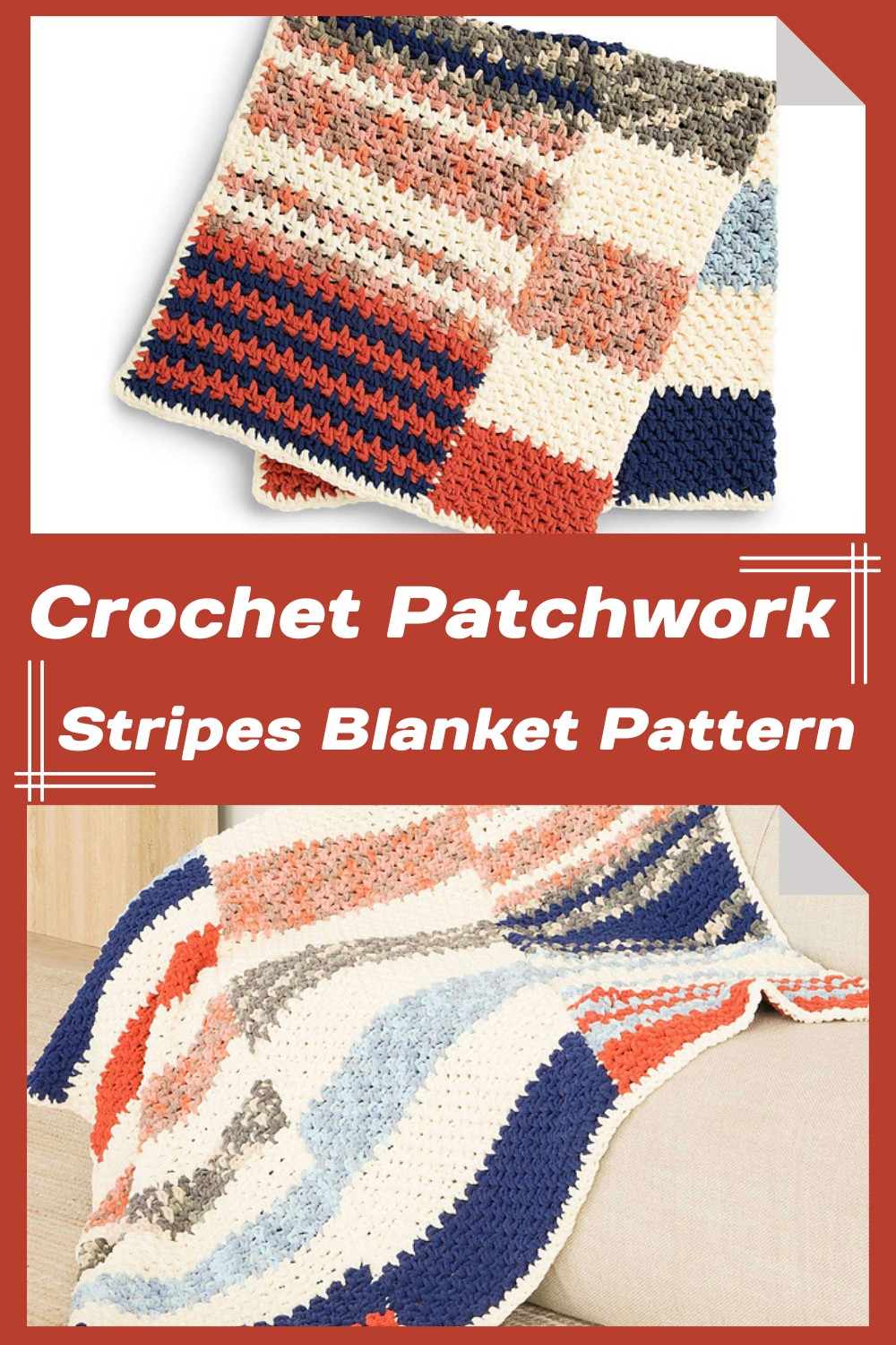 Crochet Patchwork Stripes Blanket Pattern 