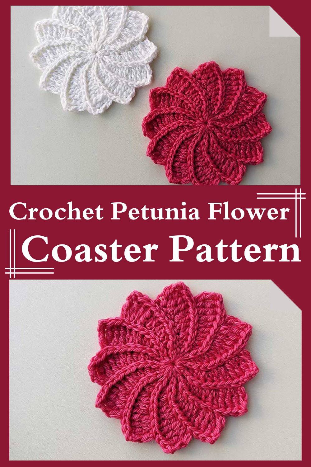 Crochet Petunia Flower Coaster Pattern