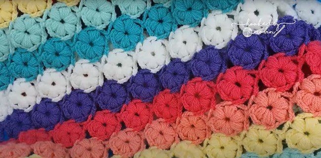 Crochet Puff Flower Blanket