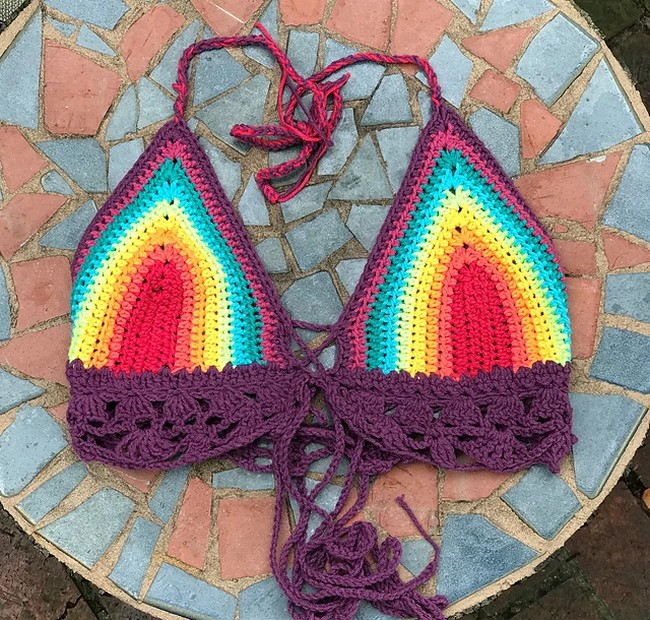 Crochet Rainbow Dream Bikini Halter Pattern