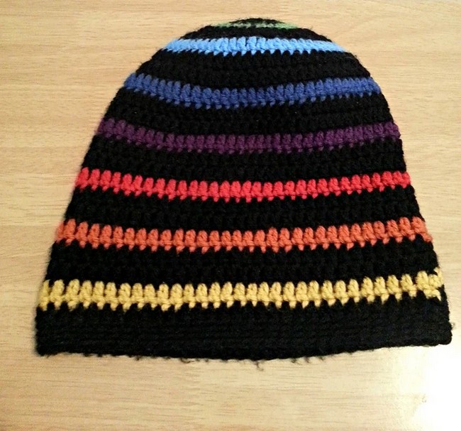 Crochet Rainbow Slouchy Beanie Hat Pattern