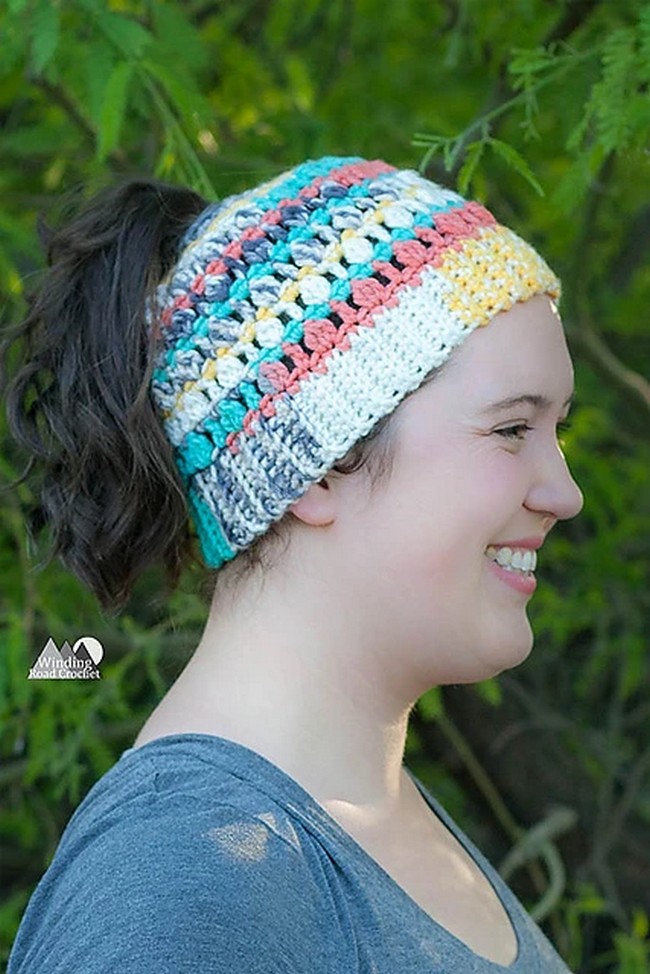 Crochet Sedona Messy Bun Beanie Pattern