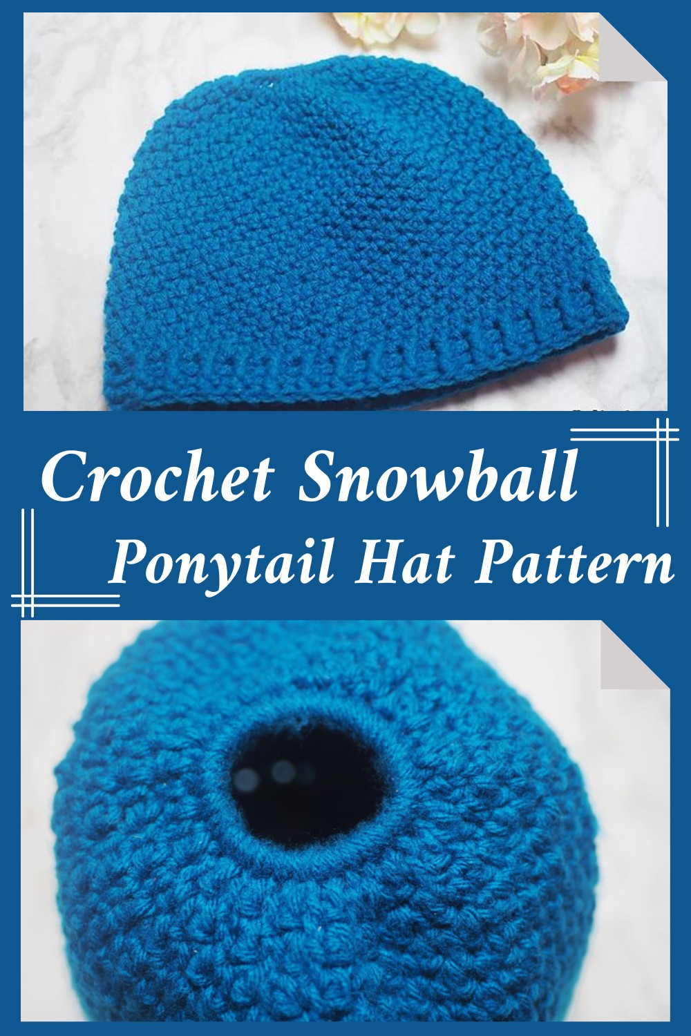 Crochet Snowball Ponytail Hat Pattern