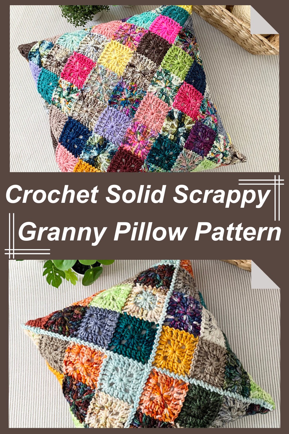 Crochet Solid Scrappy Granny Pillow Pattern