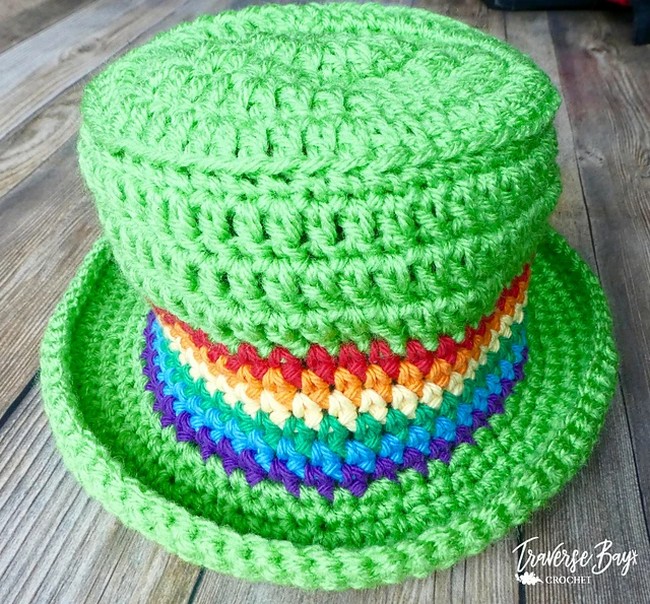 Crochet St. Pattie's Rainbow Hat Pattern 