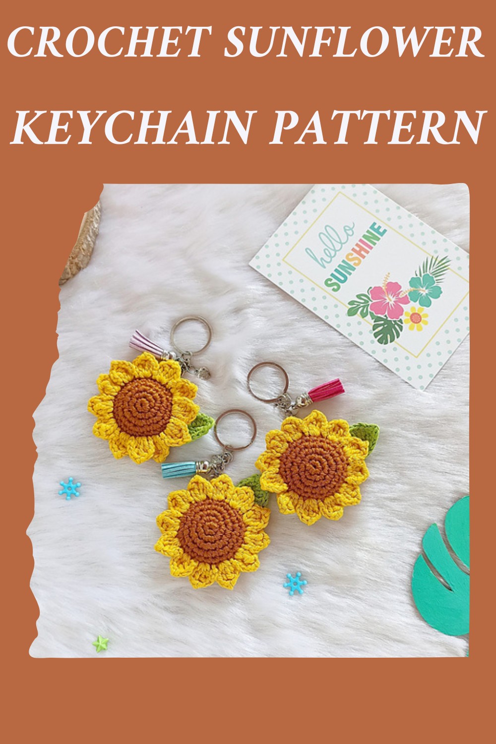 Crochet Sunflower Keychain Pattern