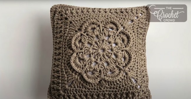 Crochet Textured Flower Pillow