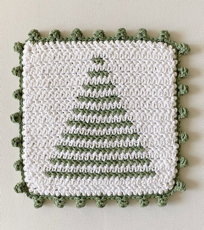 Crochet Tree Stripe Hot Pad Pattern