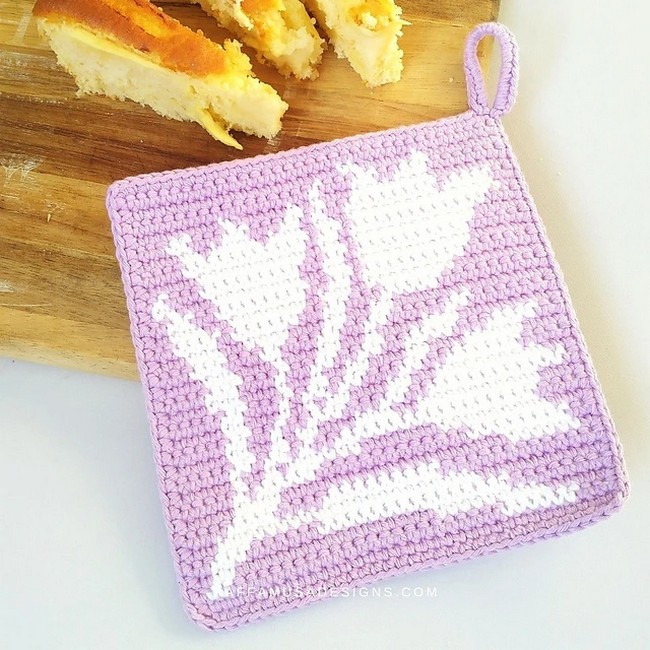 Crochet Tulips Potholder Pattern