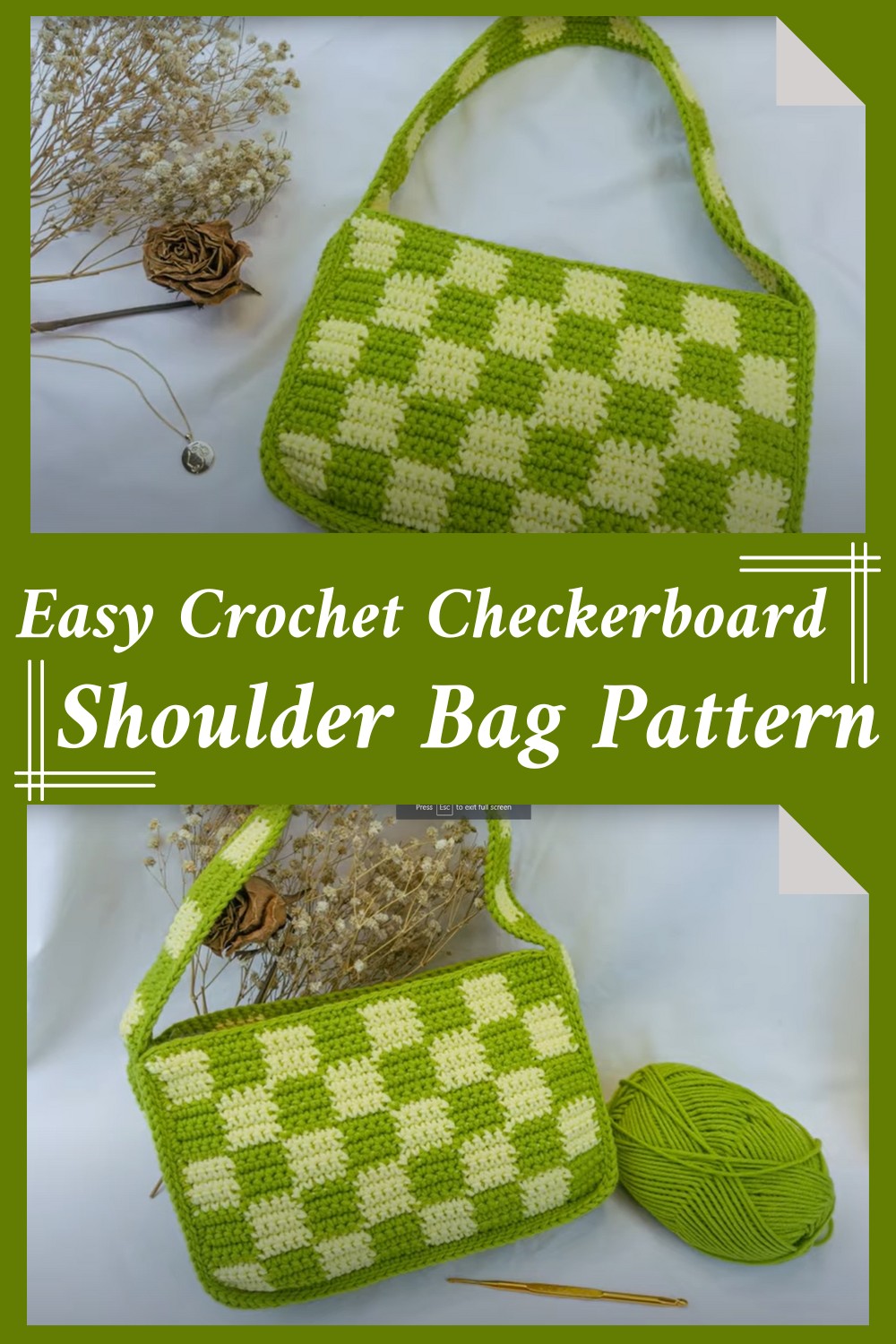 Easy Crochet Checkerboard Shoulder Bag Pattern