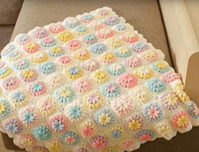 How To Crochet Flower Afghan Blanket Easy