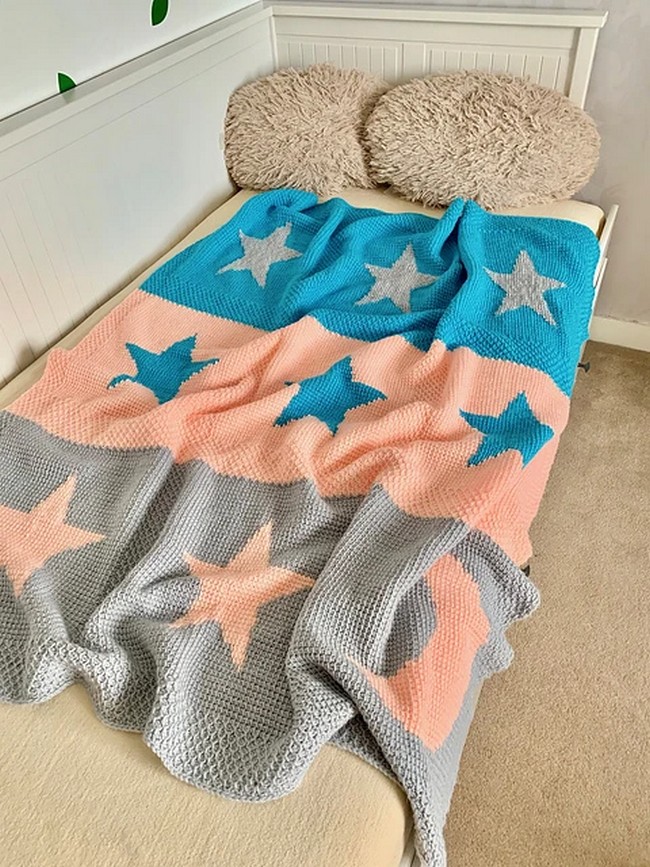 Moon And Stars Tunisian Crochet Blanket Pattern