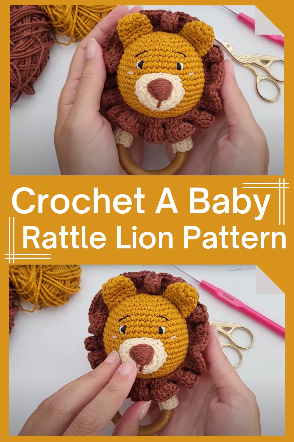 Crochet A Baby Rattle Lion Pattern