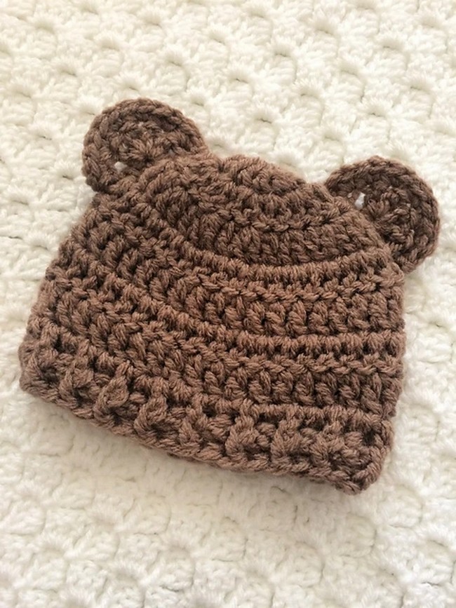 Crochet Baby Bear Beanie Pattern