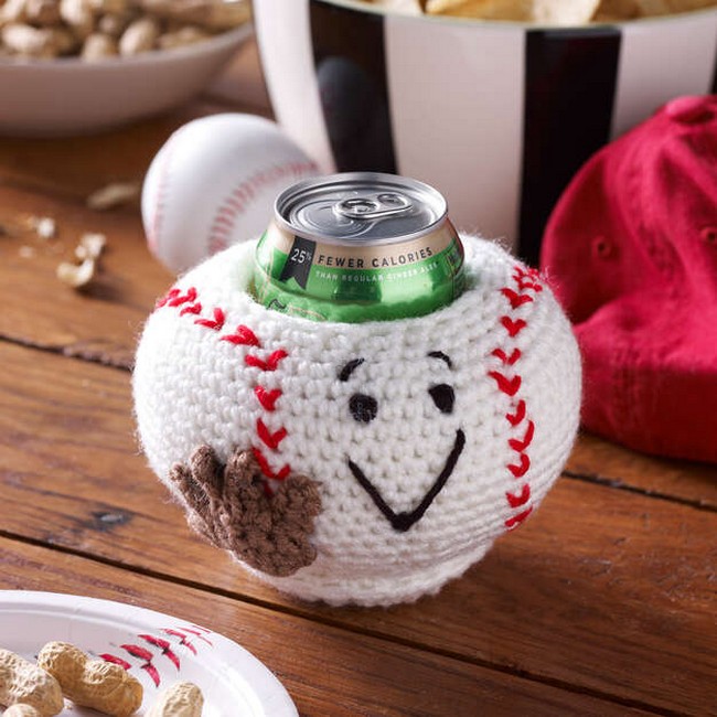 Crochet Baseball Can Cozy Pattern