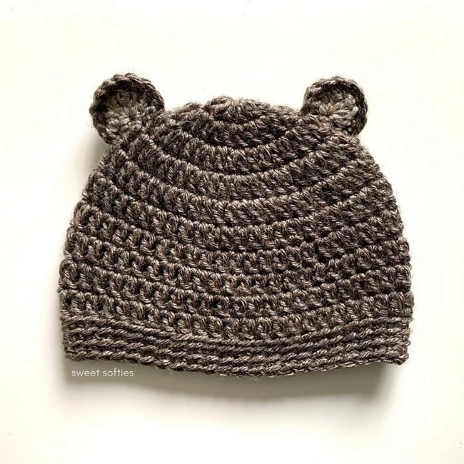 Crochet Bear Ears Beanie Pattern